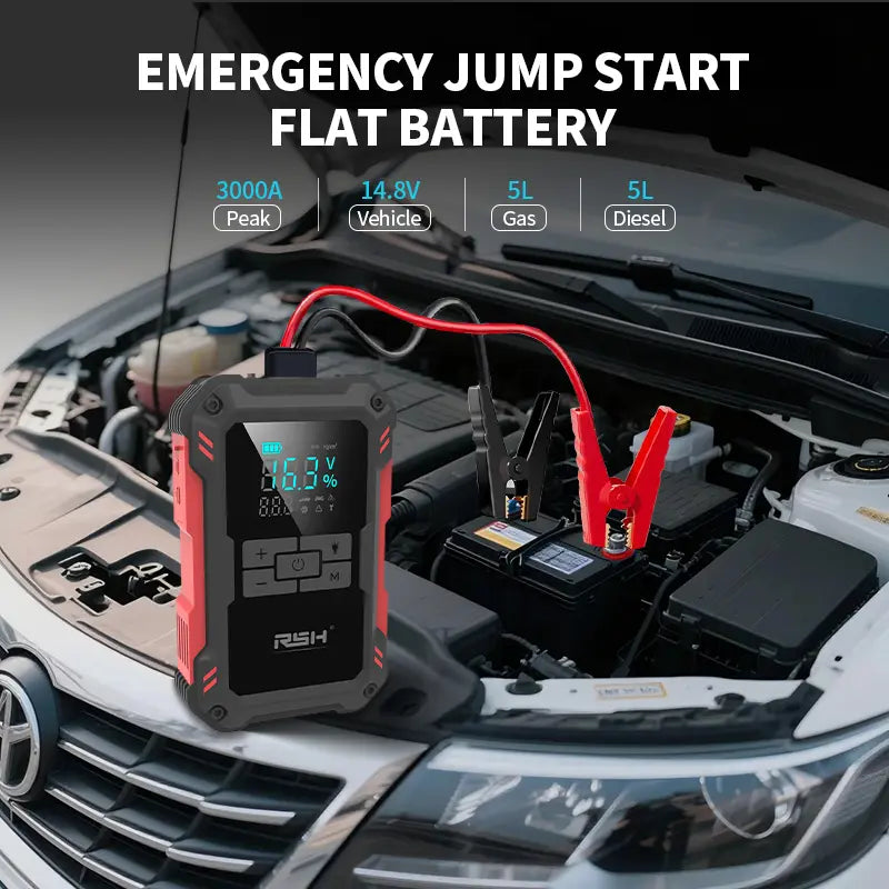 Arrancador de batería 15000 mAh 12V con compresor 150 PSI