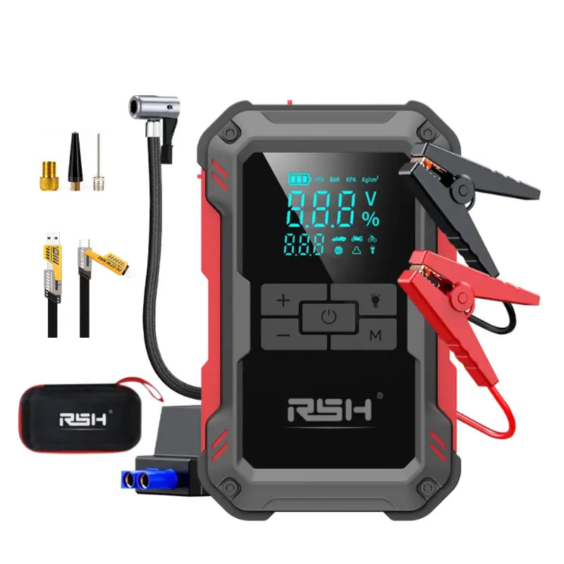 Arrancador de batería 15000 mAh 12V con compresor 150 PSI