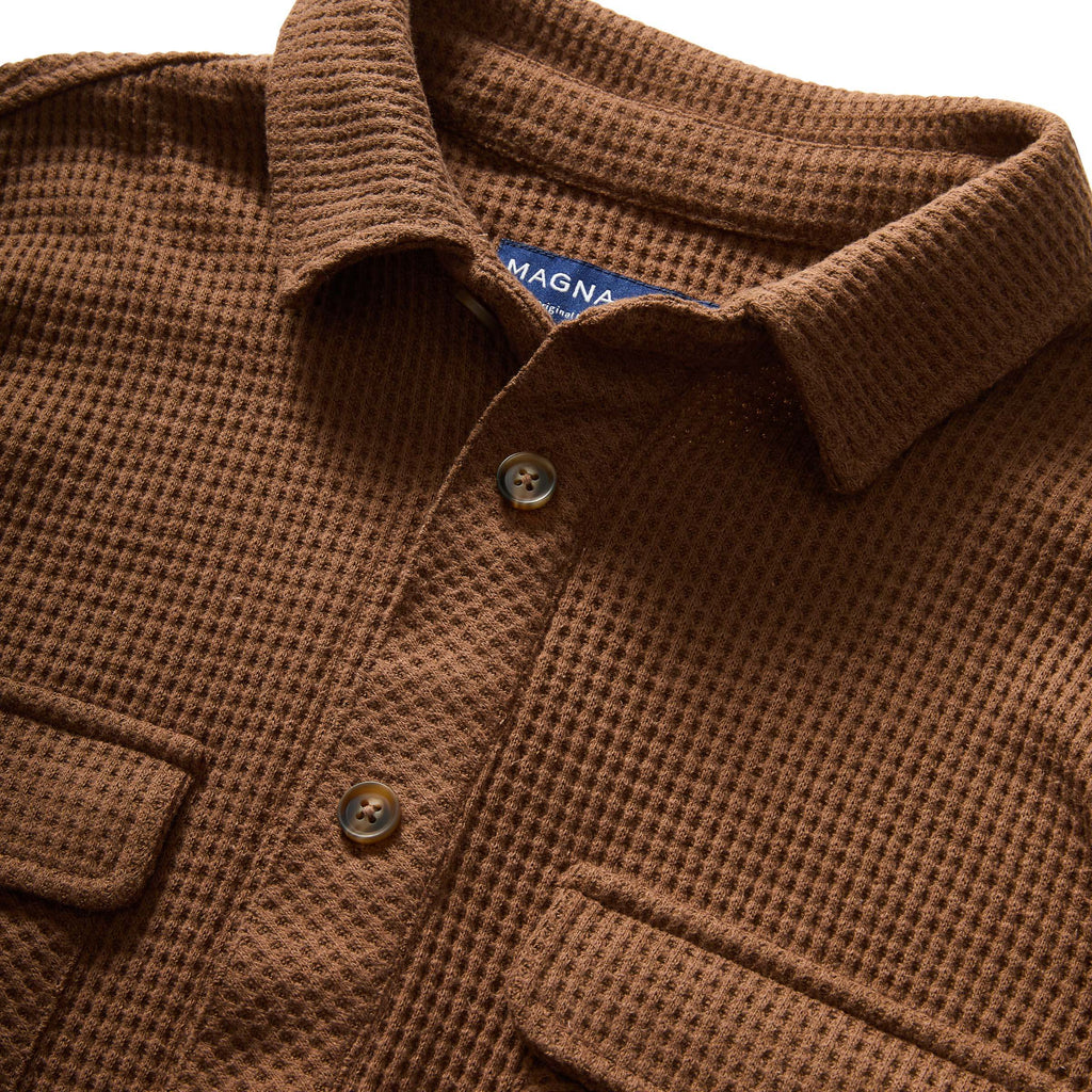 Double pocket waffle check casual shirt