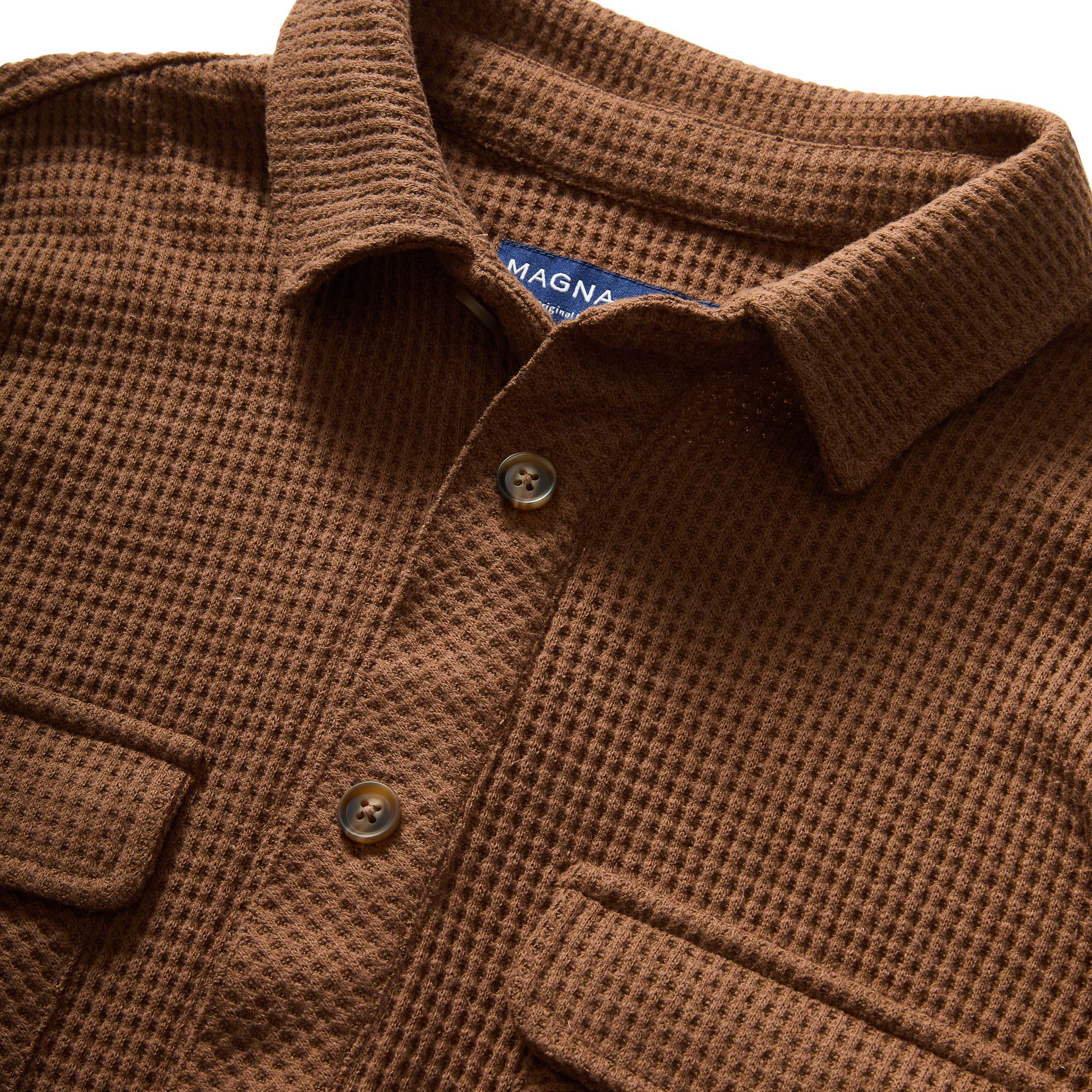Double pocket waffle check casual shirt