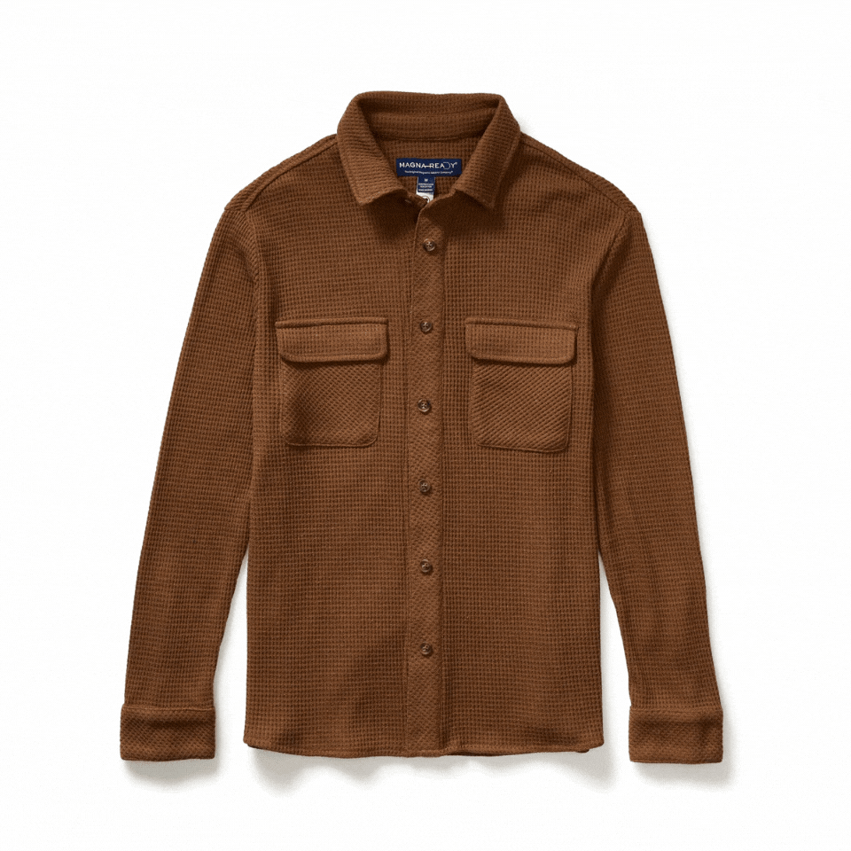 Double pocket waffle check casual shirt